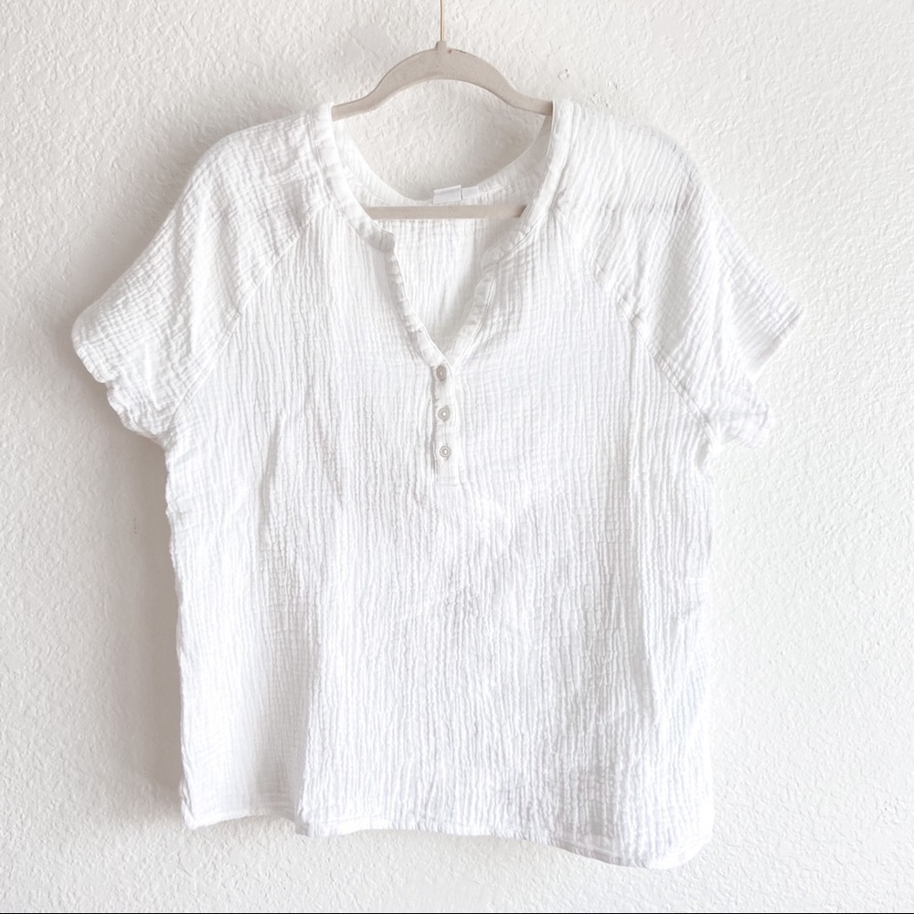 Gap white cotton short sleeve boxy blouse small